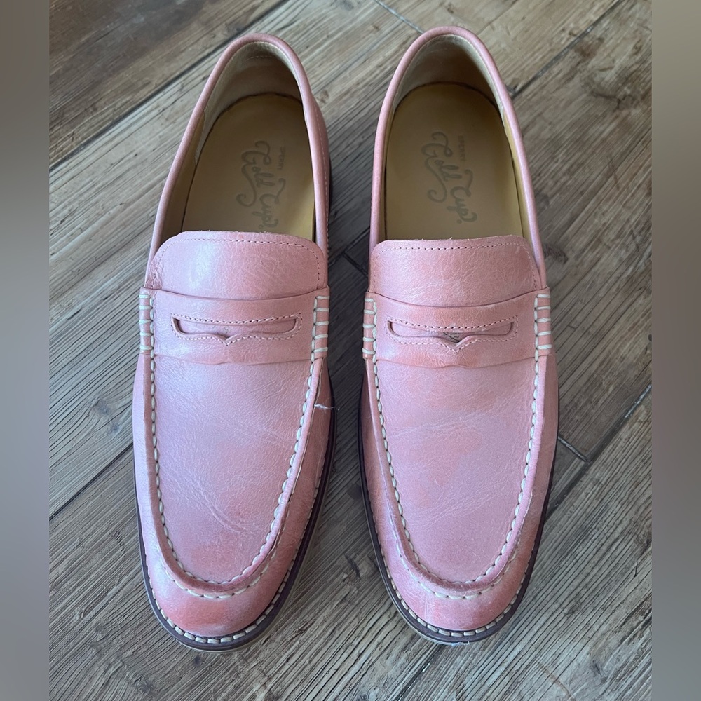Sperry Men's 8.5m Coral Pink Gold Cup Varigated Leather Loafers…VERY RARE